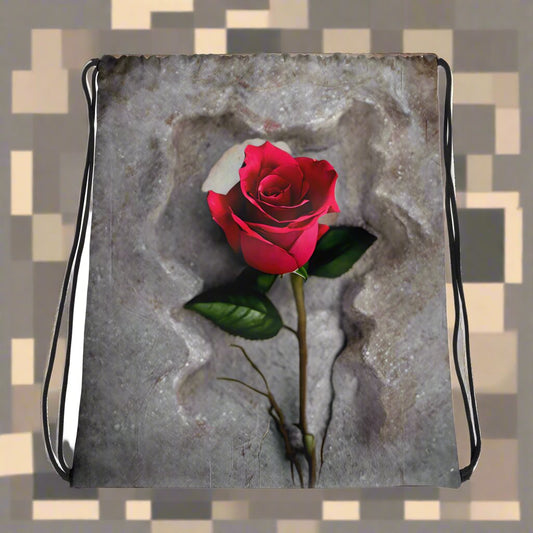 Concrete Rose Drawstring bag