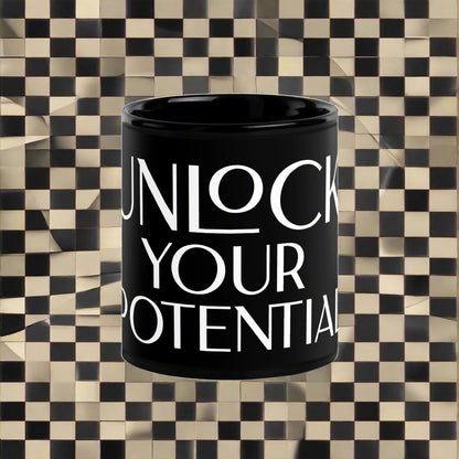Unlock Your Potential Black Glossy Mug